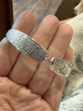 Hand Crafted Floral Link Bracelet - Silver